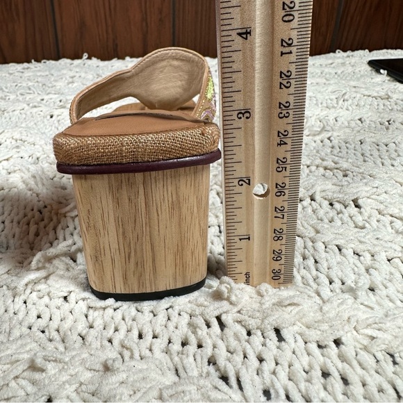 VTG Hype Embroidered Chunky Block Heel Square Toe Embroidered Thong Sandal SZ 8 - Picture 14 of 14